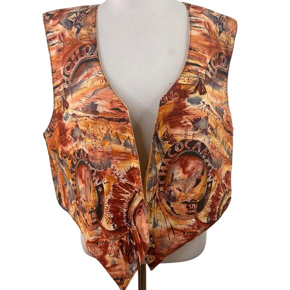 Chaco Canyon Hohokam Tucson AZ Native American Mountain Lion Reversible Vest - Picture 2 of 11